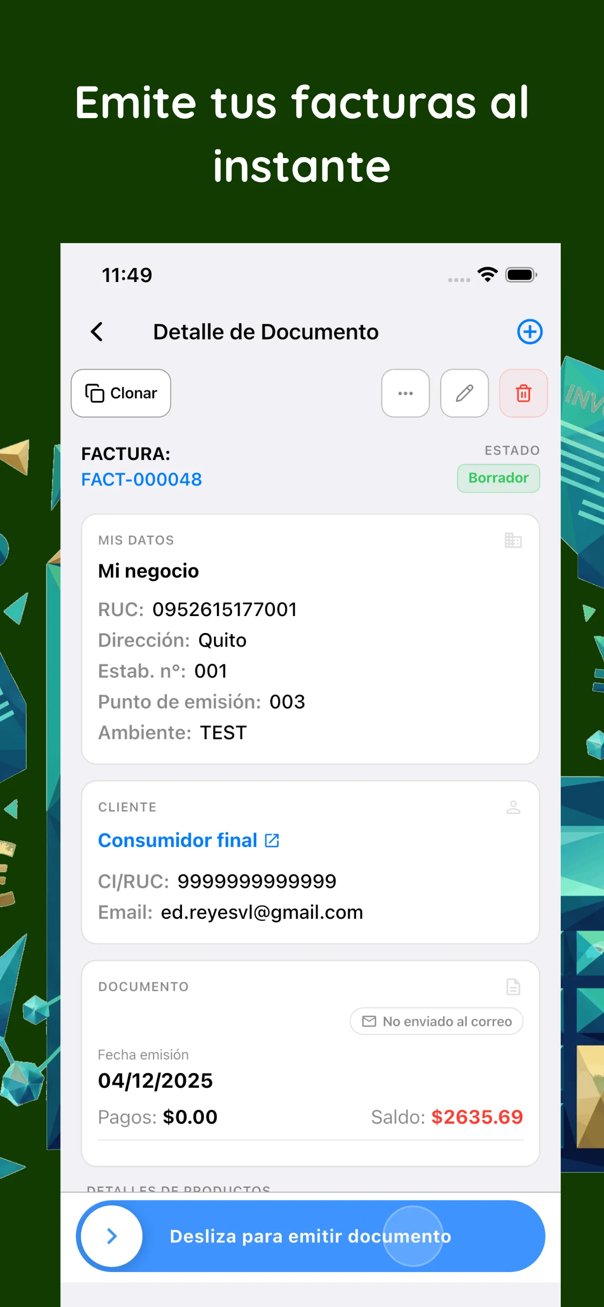 Nova Android App - Detalle de Factura